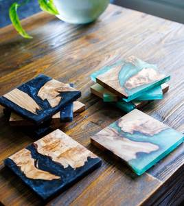Luxury Decorative <b>Epoxy</b> Resin Coasters Handmade Wooden Coasters Resin Inlay Modern <b>Table</b> Mats for Home Office Decor Coasters - Product Image 1