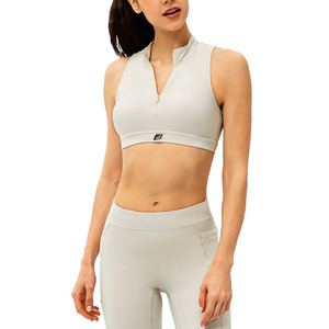 Women's High Collar Sleeveless Crop <b>Top</b> Sport Tank <b>Top</b> Moisture Wicking Knitted Spandex Nylon Training Wear OEM women's shirt - Product Image 2