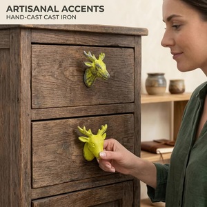 Pomos Modernos de Aleación de Zinc con Forma de Cabeza de Ciervo, Fácil Instalación, para Muebles de Cocina, Armarios, Cómodas, Cajones y Baños - Product Image 2