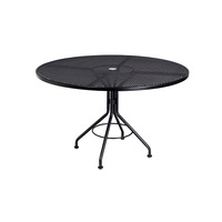 Table basse ronde minimaliste en métal avec plateau en bois, lignes épurées, design simple et durable pour salon moderne