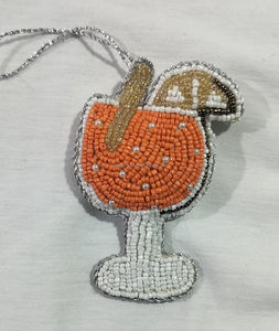 Adorno Colgante de Acero Inoxidable Plateado, Hecho a Mano con Cuentas, Corazón Bordado con Cristales de Estrás, Perlas y Lentejuelas, para Bodas - Product Image 4