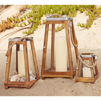 Lanterne en bois porte-bougie avec panneau en verre transparent et cadre en bois, pour décoration de mariage et de maison