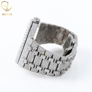 นาฬิกาเพชรโมอิสซาไนต์ D VVS แบบกำหนดเอง ผ่านการทดสอบเพชร หน้าปัดแบบอารบิก แสดงวันที่อัตโนมัติ ประดับเพชรเต็มเรือน สไตล์ฮิปฮอปสำหรับผู้ชาย - Product Image 5