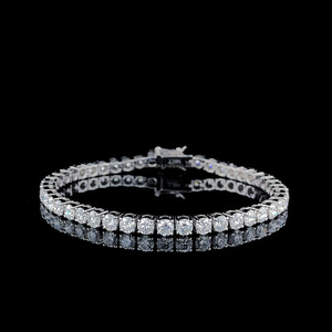 Round Cut Moissanite Tennis Bracelet 925 Sterling <b>Silver</b> Rhodium Plated Women's Wedding Bracelet Classic Style - Product Image 1