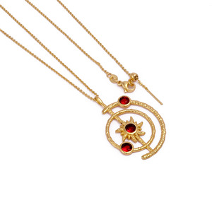 Collier pendentif en laiton plaqué or 18 carats avec grenat rouge, bijoux célestes Art Déco faits à la main, fourniture en gros personnalisée - Product Image 3