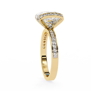 Anillos Clásicos de Compromiso, Boda y Aniversario con Banda Pavé, Diamante Cultivado en Laboratorio de Corte Redondo de 3 CT, Color E, VS1, Anillo de Oro Sólido de 14K - Product Image 2