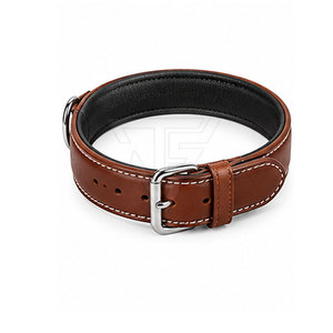 Collar Clásico Ajustable de Cuero Sólido para Mascotas con Correa a Juego, Hebilla Metálica, Anillo en D y Acabado Cosido - Product Image 4