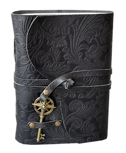 Black Full Grain Leather Vintage Handmade Journal <b>Notebook</b> Bound Diary with Deckle Edge <b>Line</b> Paper and Key Closure Leather Diary - Product Image 2