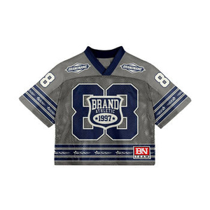 Camisetas de Fútbol Americano Buker para Hombre, Personalizadas, Estilo Urbano, de Malla, con Estampado Completo, Cuello en V, Corte Cuadrado - Product Image 2
