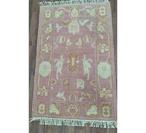 Alfombras de Lujo Oushak Hechas a Mano con Nudos de Algodón, Alfombras Antiguas Bordadas, Juego de Alfombras para Puerta, 1 Pieza, Aptas para Mascotas, Lavables - Product Image 2