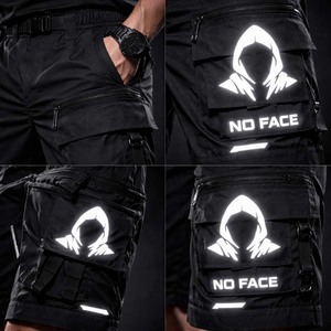 กางเกงขาสั้นเทคแวร์ผู้ชายพิมพ์ลายสะท้อนแสง หลายกระเป๋า สไตล์ทหาร สีดำ ขายส่ง พร้อมโลโก้สั่งทำ - Product Image 6