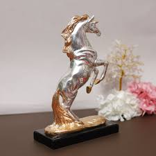 Escultura Decorativa de Caballo Corriendo en Plata y Oro, Figura Decorativa de Mesa para el Hogar, Oficina y Decoración de Interiores de Lujo - Product Image 2