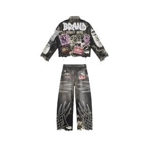 Nouvelle Arrivée Personnalisé 100% Coton Denim Ensembles Poids Lourd Thermique Réversible Séchage Rapide Adultes Hiver Imprimé Coupe-Vent - Product Image 2