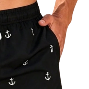 Short de bain décontracté pour homme à imprimé ancre, séchage rapide, respirant, taille élastique avec cordon de serrage, pour la plage, les sports nautiques estivaux et le quotidien, avec poche latérale - Product Image 5