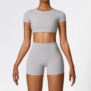 Ensemble de sport 2 pièces pour femme : soutien-gorge de sport et short taille haute, tenue d'entraînement extensible à séchage rapide pour le fitness, le yoga et les activités sportives - Product Image 3