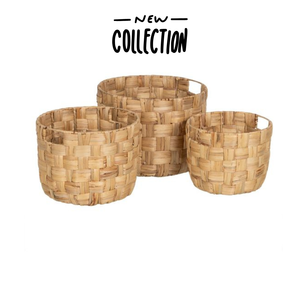 Set of 3 Weaved Water Hyacinth Storage <b>Baskets</b> Natural Color for Clothing & <b>Laundry</b> Use Hot Product - Product Image 4