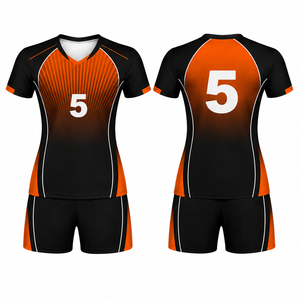 Conjunto de Uniforme de Voleibol Personalizado Sublimado en Poliéster para Mujer, Jersey Transpirable de Manga Corta, Pantalones Cortos con Cintura Elástica y Cuello Redondo, Estilo Deportivo - Product Image 5