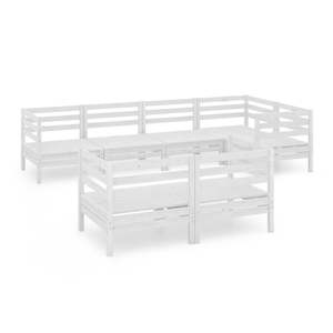 Set da 7 pezzi in legno di pineta da esterno in bianco elegante - Product Image 2