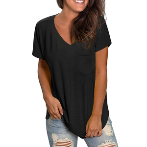 Camiseta de Cuello en V para Mujer, Tela Suave, Agradable al Tacto, Cómoda para Usar Todo el Día, Ligera, Transpirable, Ecológica, con Logotipo Personalizado - Product Image 5
