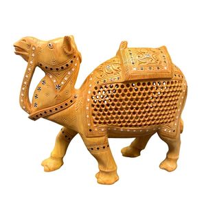 Centre de table vintage en bois en forme de chameau, statue animale artistique pour la décoration de la maison, de l'hôtel et du restaurant - Product Image 5