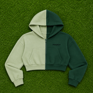 Sudadera corta con cremallera de dos tonos y bloques de color personalizada al por mayor para mujer, de forro polar, para gimnasio, ropa deportiva, estilo urbano, con patchwork - Product Image 2