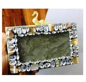 Luxury Epoxy Resin Waterproof Clutch Purse with Diamonds and Flowers Unique Handcrafted Evening Bag BY MULTI CRAFT - Product Image 5