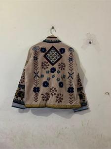 Hand Embroidered Floral Cotton <b>Velvet</b> <b>Jacket</b> <b>Women</b> Stand Collar Full Sleeve Autumn Wear Open Front Boho <b>Jacket</b> - Product Image 4