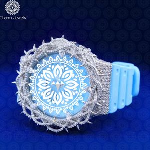 Montre de luxe Charm_Jewells en acier inoxydable, cadran analogique de 40 mm, verre saphir, montre mécanique pour homme, bracelet en silicone bleu - Product Image 1