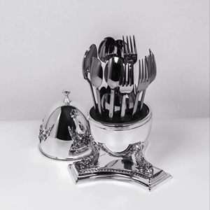 Porte-couverts de luxe finition argentée pour une décoration de cuisine somptueuse, organisateur de salle à manger familiale et idée de cadeau élégante - Product Image 1