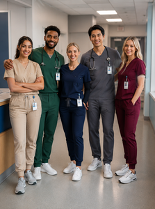 Conjunto de Uniforme Médico Premium Estilo Urbano, Ropa de Trabajo para Hospital, Blusa con Cuello en V y Pantalones Jogger, Tejido de Poliéster/Algodón - Product Image 6