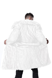 New Design <b>Men's</b> Eco-Friendly Thick Faux Fur Parka <b>Long</b> Artificial Fur Lapel - Product Image 2