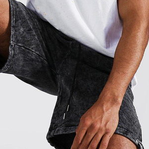High Quality 100% Cotton Fleece Acid Washed Solid Breathable Quick Dry <b>Knee</b> <b>Length</b> Drawstring Closure <b>Men's</b> Summer Casual <b>Shorts</b> - Product Image 6