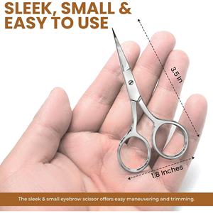 Professional Multi-Purpose Stainless Steel Right-Handed Straight Sharp Grooming <b>Scissors</b> for Eyebrow Nose Hair <b>Mustache</b> Cutting - Product Image 2