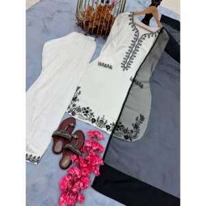Ensemble haut et palazzo de soirée pour femmes de créateur avec tenue de soirée élégante Dupatta - Product Image 1