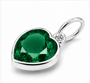 Pendentif cœur émeraude, collier cœur en argent sterling, bijoux en pierre précieuse émeraude verte, pendentif en argent 925, cadeau élégant pour elle - Product Image 3