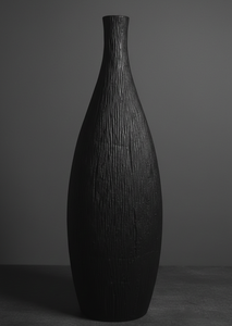 Vase à fleurs en métal noir mat nordique, haut, texture écorce de bois, style rustique minimaliste, pour la décoration de la maison, des hôtels et les cadeaux. - Product Image 2