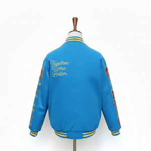 Chaqueta de Béisbol Estilo Letterman Vintage: Cuerpo de Lana de Alta Calidad, Mangas de Cuero, Logotipo Personalizado, Botones a Presión, Acolchado Grueso y Cálido - Product Image 6
