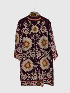Veste en velours brodée de fleurs, col mandarin, manches longues, taille plus, vêtements d'hiver pour femmes, manteau long élégant - Product Image 4
