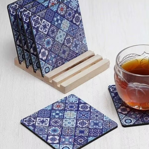 Latest Design Luxury Eco-Friendly Square Shape MDF & Meena Print <b>Cup</b> Coaster <b>for</b> Table Decoration Indian Supplier Bulk Export - Product Image 1