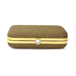 Designer Handmade Women's Embroidered Shiny <b>Bronze</b> color <b>Clutch</b> Purse Evening <b>Clutch</b> <b>Bag</b> with Detachable Chain Strap for women - Product Image 2