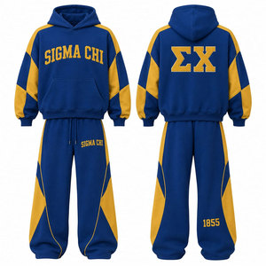 Ensemble de survêtement Sigma Chi noir et or avec lettres grecques, sweat à capuche et pantalon long, tenue sportive décontractée unisexe - Product Image 4