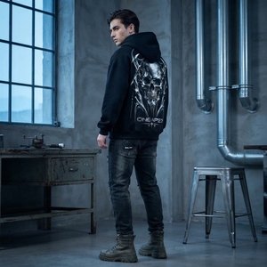 Sudadera con Capucha Negra para Hombre, Estilo Urbano, Oversize, de Algodón, con Bordado Personalizado, Proveedor Mayorista - Product Image 5