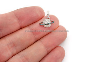 Collier Pendentif Personnalisé en Or Massif 10K Hip Hop avec Diamant Naturel, Bijou Tendance pour Soirée, Bling Saturne Pluton, Idéal Cadeau - Product Image 6