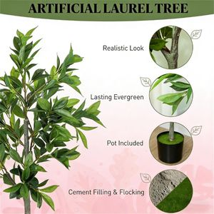 Albero Artificiale in Vaso per Decorazione Domestica, Pianta Finta per Arredamento Verde - Product Image 2