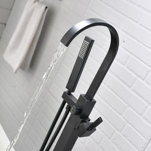 Rubinetto Monocomando per Vasca da Bagno Freestanding e Doccetta a Mano, Montaggio a Pavimento (Nero Spazzolato) - Product Image 6