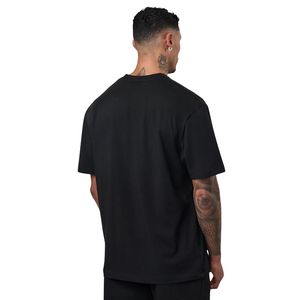 Camiseta negra de cuello redondo extragrande para hombre, ropa informal de manga corta, ligera, transpirable, a la moda de verano, mezcla de algodón - Product Image 2