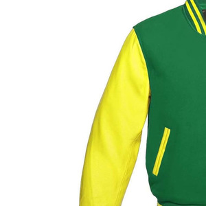 Veste universitaire verte et jaune avec lettre M brodée sur le devant, veste en coton de style preppy pour homme, vêtement d'automne - Product Image 5