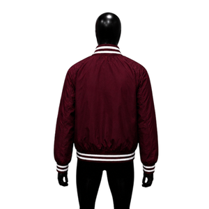 Chaqueta Bomber Varsity de Lana Color Granate de Alta Calidad para Hombre, con Botones de Cuerno, Estilo Casual Urbano, Ligera, para Invierno, Color Sólido - Product Image 2