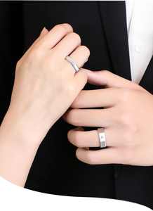 แหวนคู่แต่งงานดีไซน์หกเหลี่ยมประดับเพชร CZ เงินแท้ 925 ชุบทอง 14k สินค้ามาใหม่ ขายส่งเครื่องประดับหมั้น - Product Image 5