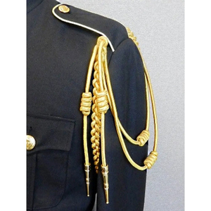 Aiguillette personnalisée en or tressé avec embouts métalliques doubles, accessoire décoratif pour veste et costume - Product Image 2